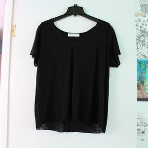 Urban Outfitters Black Textured Knit V-Neck Tee